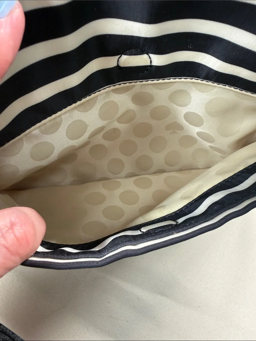 Kate Spade Striped Nylon Crossbody Bag Black White Nautical Flatiron Cammy‎